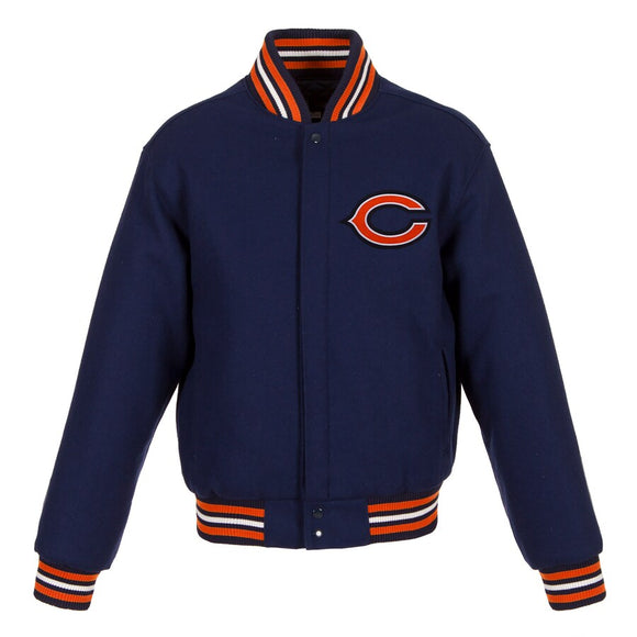 Chicago Bears JH Design Women's Embroidered Logo All-Wool Jacket - Navy - J.H. Sports Jackets