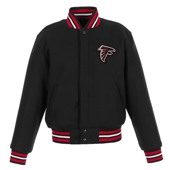 Atlanta Falcons JH Design Women's Embroidered Logo All-Wool Jacket - Black - J.H. Sports Jackets