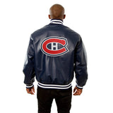 Montreal Canadiens Full Leather Jacket - Navy - J.H. Sports Jackets