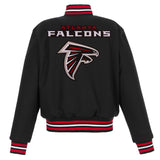Atlanta Falcons JH Design Women's Embroidered Logo All-Wool Jacket - Black - J.H. Sports Jackets