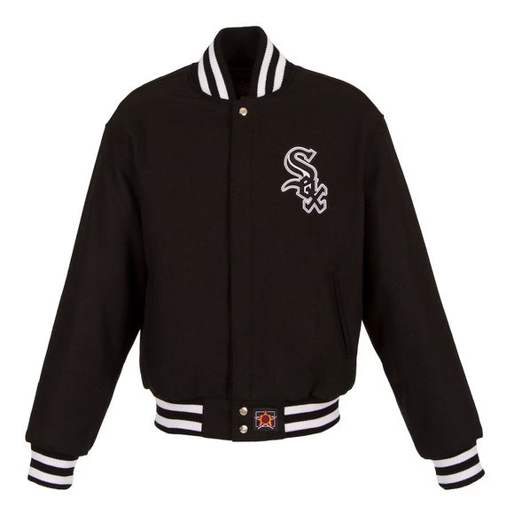 Chicago White Sox JH Design Women's Embroidered Logo All-Wool Jacket - Black - J.H. Sports Jackets