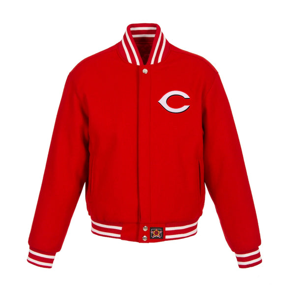 Cincinnati Reds JH Design Women's Embroidered Logo All-Wool Jacket - Red - J.H. Sports Jackets