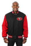 San Francisco 49ers JH Design Wool Handmade Full-Snap Jacket - Black/Scarlet - J.H. Sports Jackets