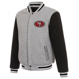 San Francisco 49ers Two-Tone Reversible Fleece Jacket - Gray/Black - J.H. Sports Jackets