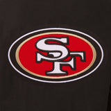 San Francisco 49ers Wool & Leather Reversible Jacket w/ Embroidered Logos - Black - J.H. Sports Jackets