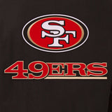 San Francisco 49ers Wool & Leather Reversible Jacket w/ Embroidered Logos - Black - J.H. Sports Jackets