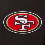 San Francisco 49ers Wool & Leather Reversible Jacket w/ Embroidered Logos - Black - J.H. Sports Jackets
