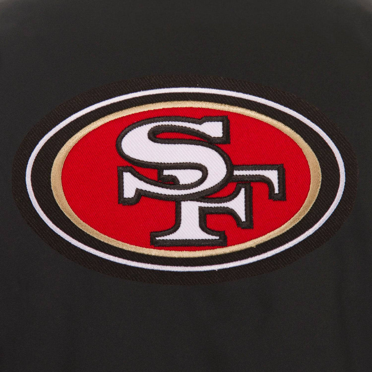 San Francisco 49ers Poly Twill Varsity Jacket - Black | J.H.