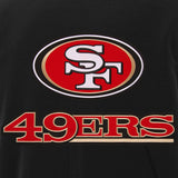 San Francisco 49ers - JH Design Reversible Fleece Jacket with Faux Leather Sleeves - Black/White - J.H. Sports Jackets