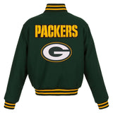 Green Bay Packers JH Design Women's Embroidered Logo All-Wool Jacket - Green - J.H. Sports Jackets