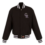 Colorado Rockies JH Design Women's Embroidered Logo All-Wool Jacket - Black - J.H. Sports Jackets