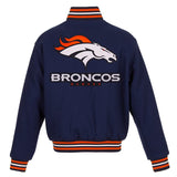 Denver Broncos JH Design Women's Embroidered Logo All-Wool Jacket - Navy - J.H. Sports Jackets