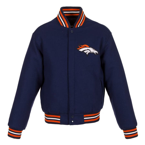 Denver Broncos JH Design Women's Embroidered Logo All-Wool Jacket - Navy - J.H. Sports Jackets