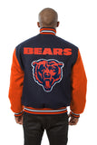 Chicago Bears JH Design Wool Handmade Full-Snap Jacket - Navy/Orange - J.H. Sports Jackets