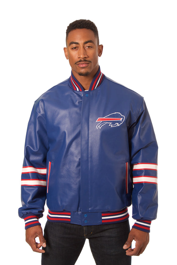 Buffalo Bills JH Design All Leather Jacket - Royal/Red - J.H. Sports Jackets