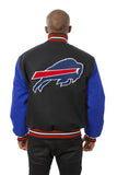 Buffalo Bills JH Design Wool Handmade Full-Snap Jacket - Black/Royal - J.H. Sports Jackets