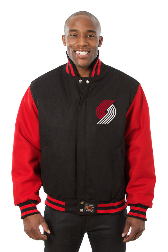 Portland Trail Blazers Embroidered Handmade Wool Jacket - Black/Red - J.H. Sports Jackets