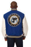 St. Louis Blues Two-Tone Wool and Leather Jacket - Royal/White - J.H. Sports Jackets