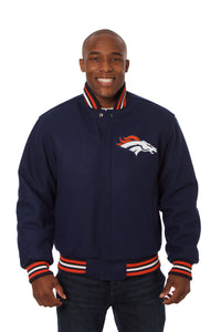 Denver Broncos JH Design Wool Handmade Full-Snap Jacket - Navy - J.H. Sports Jackets