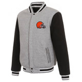 Cleveland Browns Two-Tone Reversible Fleece Jacket - Gray/Black - J.H. Sports Jackets