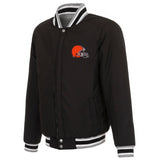 Cleveland Browns Two-Tone Reversible Fleece Jacket - Gray/Black - J.H. Sports Jackets