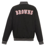 Cleveland Browns Poly Twill Varsity Jacket - Black - J.H. Sports Jackets