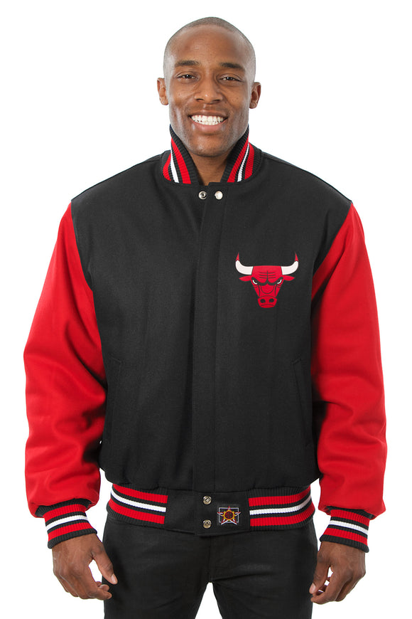 Chicago Bulls Embroidered Handmade Wool Jacket - Black/Red - J.H. Sports Jackets