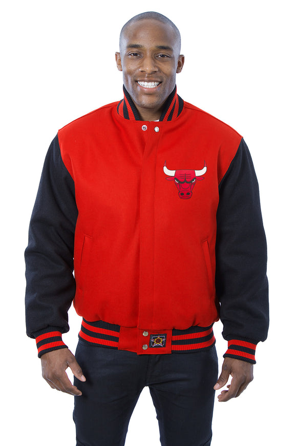 Chicago Bulls Embroidered Handmade Wool Jacket - Red/Black - J.H. Sports Jackets