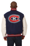 Montreal Canadiens Two-Tone Wool and Leather Jacket - Navy/White - J.H. Sports Jackets