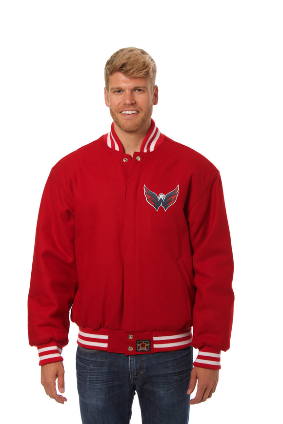 Washington Capitals JH Design Wool Handmade Full-Snap Jacket - Red - J.H. Sports Jackets