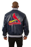 St. Louis Cardinals Full Leather Jacket - Navy - J.H. Sports Jackets