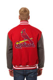 St. Louis Cardinals Two-Tone Wool Jacket w/ Handcrafted Leather Logos - Red/Gray - J.H. Sports Jackets