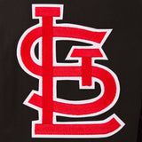 St. Louis Cardinals Wool & Leather Reversible Jacket w/ Embroidered Logos - Black - J.H. Sports Jackets