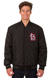St. Louis Cardinals Wool & Leather Reversible Jacket w/ Embroidered Logos - Black - J.H. Sports Jackets
