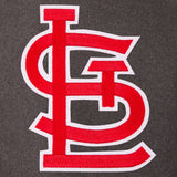 St. Louis Cardinals Wool & Leather Reversible Jacket w/ Embroidered Logos - Charcoal/Navy - J.H. Sports Jackets