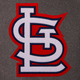 St. Louis Cardinals Wool & Leather Reversible Jacket w/ Embroidered Logos - Charcoal/Navy - J.H. Sports Jackets