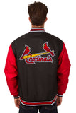 St. Louis Cardinals Poly Twill Varsity Jacket - Black/Red - J.H. Sports Jackets