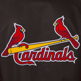 St. Louis Cardinals Poly Twill Varsity Jacket - Black/Red - J.H. Sports Jackets