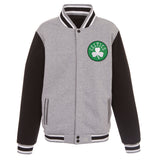 Boston Celtics Two-Tone Reversible Fleece Jacket - Gray/Black - J.H. Sports Jackets