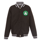 Boston Celtics Two-Tone Reversible Fleece Jacket - Gray/Black - J.H. Sports Jackets