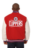 Los Angeles Clippers  Domestic Two-Tone Wool and Leather Jacket-Red/White - J.H. Sports Jackets