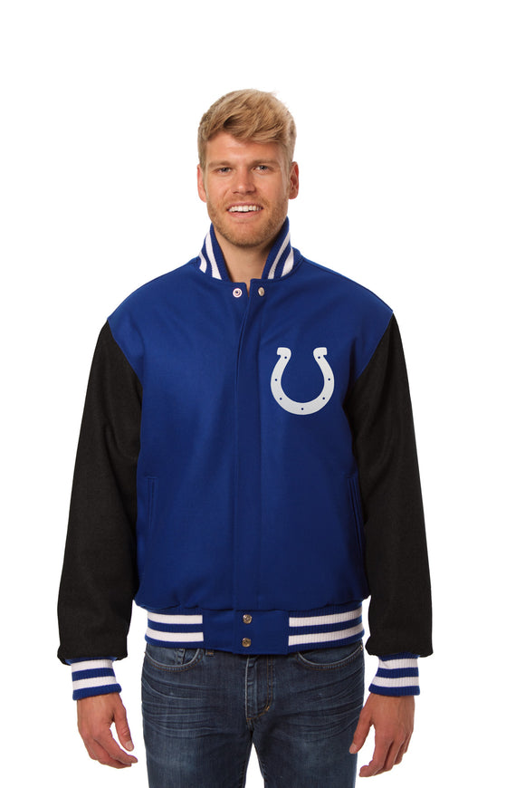 Indianapolis Colts JH Design Wool Handmade Full-Snap Jacket - Royal/Black - J.H. Sports Jackets