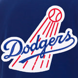 Los Angeles Dodgers Reversible Fleece Jacket with Faux Leather Sleeves, Royal/White Vintage Logos - J.H. Sports Jackets