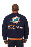 Miami Dolphins JH Design Wool Handmade Full-Snap Jacket - Navy - J.H. Sports Jackets