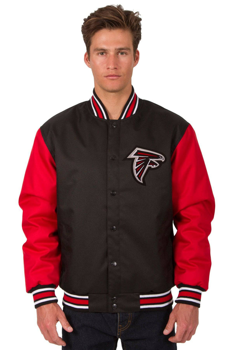 Atlanta Falcons Poly Twill Varsity Jacket - Black/Red | J.H.