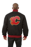 Calgary Flames JH Design Wool Handmade Full-Snap Jacket - Black - J.H. Sports Jackets