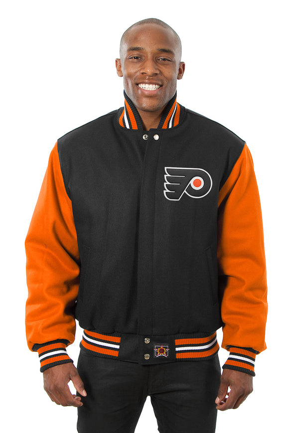 Philadelphia Flyers Handmade All Wool Two-Tone Jacket - Black/Orange - J.H. Sports Jackets