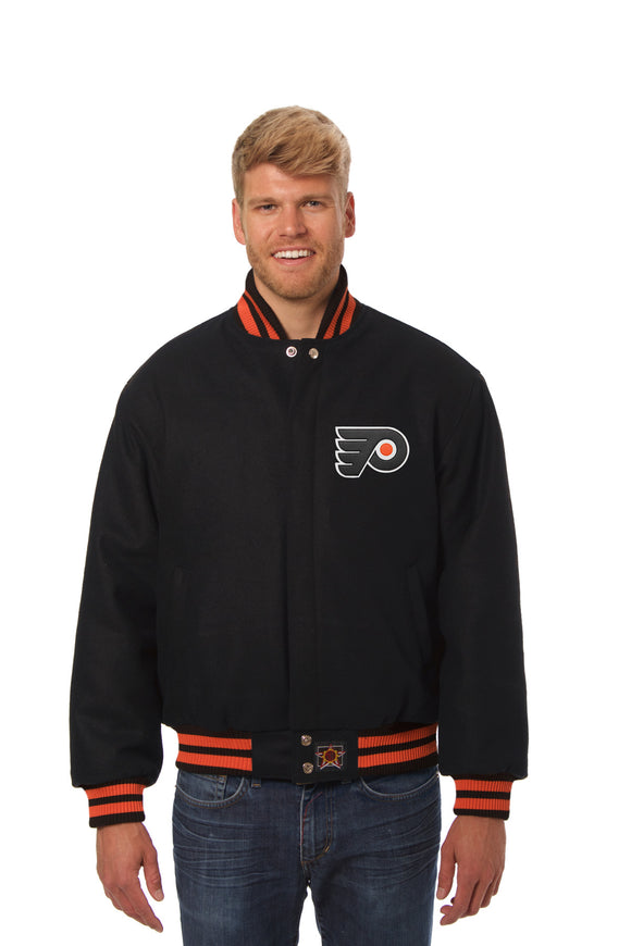 Philadelphia Flyers JH Design Wool Handmade Full-Snap Jacket - Black - J.H. Sports Jackets