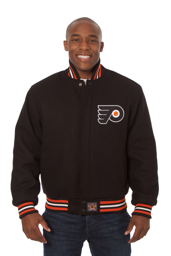 Philadelphia Flyers Embroidered Wool Jacket - Black - J.H. Sports Jackets