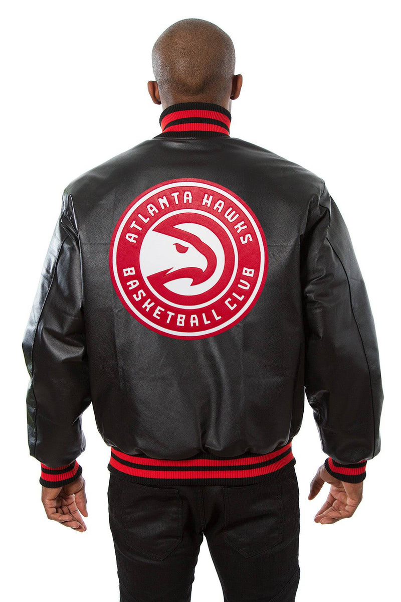 Atlanta Hawks Full Leather Jacket - Black | J.H. Sports Jackets